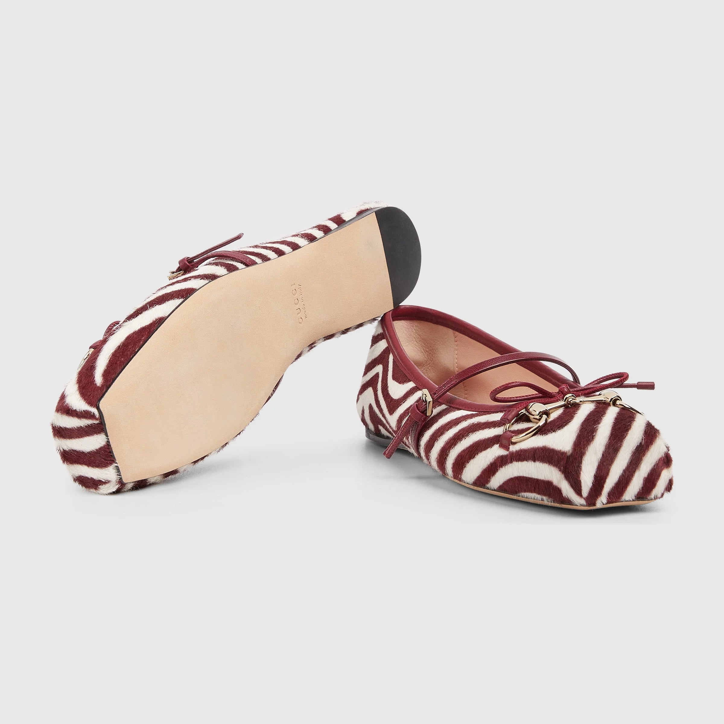 Gucci Horsebit Bow Calf Hair Ballet Flats