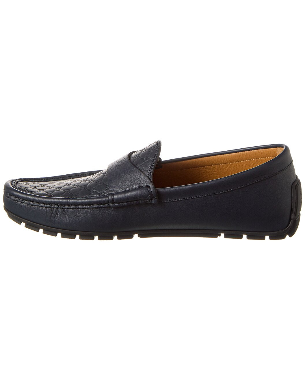 Gucci Micro GG Leather Men Loafers In Blue