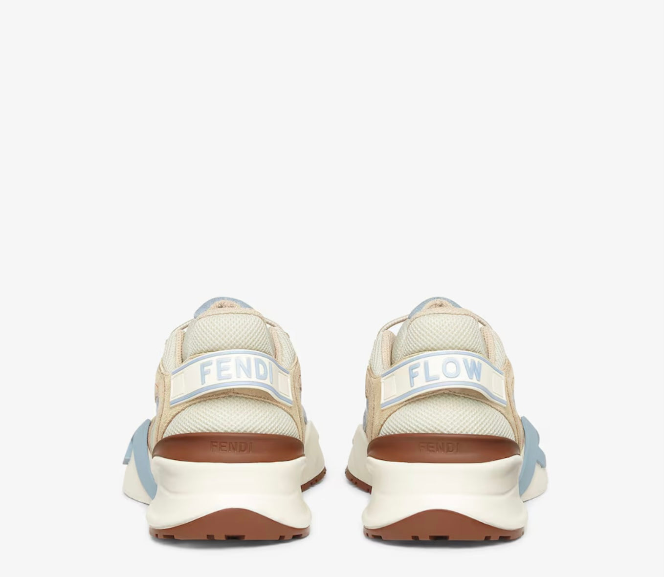 Fendi Flow leather light blue mesh and suede sneakers