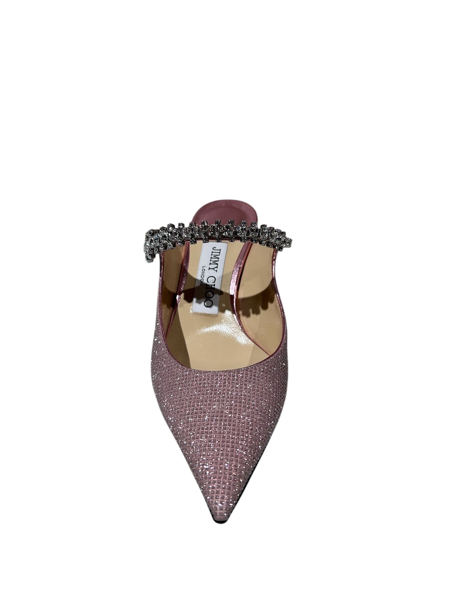 Jimmy Choo Bing Crystal Strap Glitter Mules