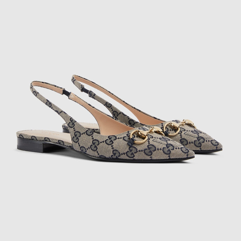 Gucci Horsebit GG Slingback Flats