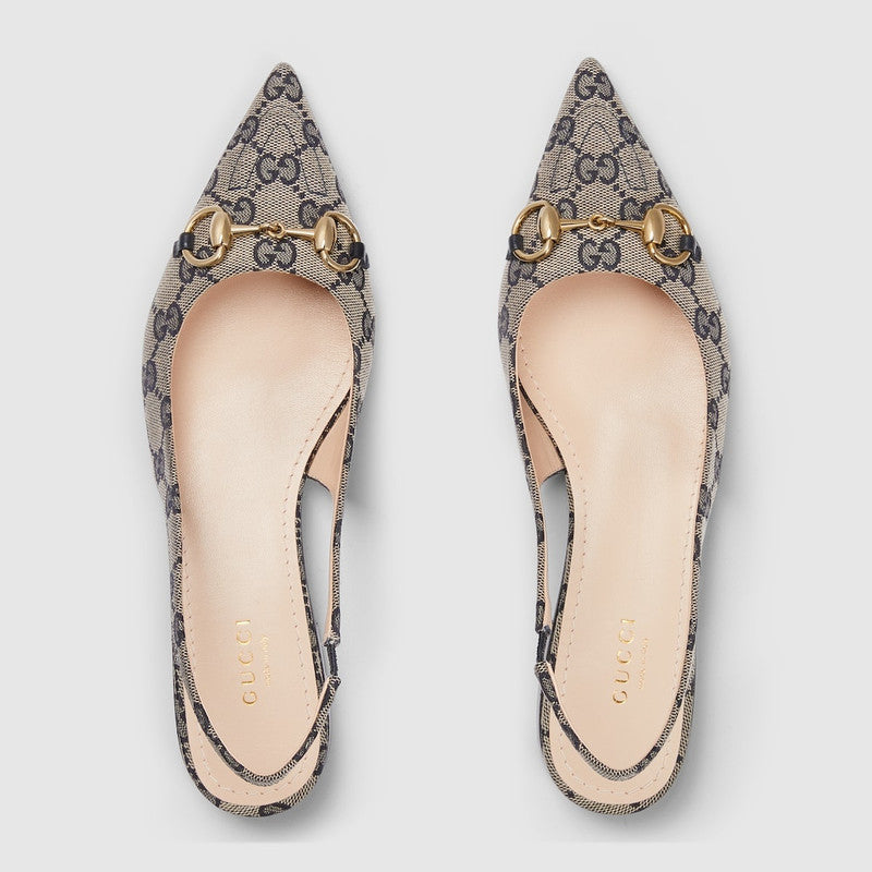 Gucci Horsebit GG Slingback Flats