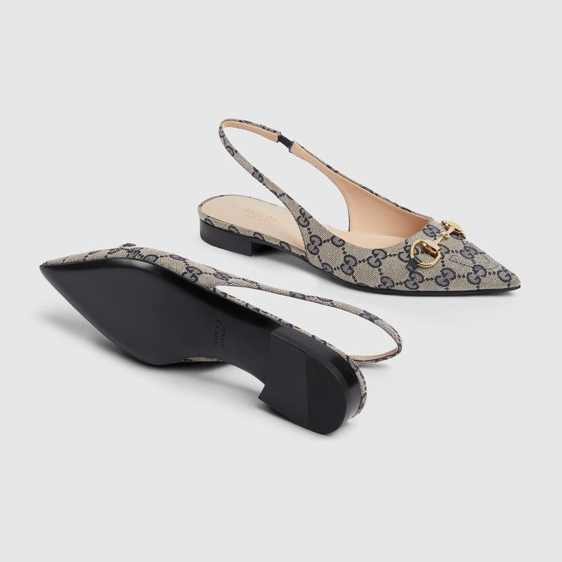 Gucci Horsebit GG Slingback Flats