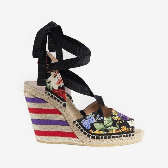 Gucci Interlocking G Floral Espadrille Sandals