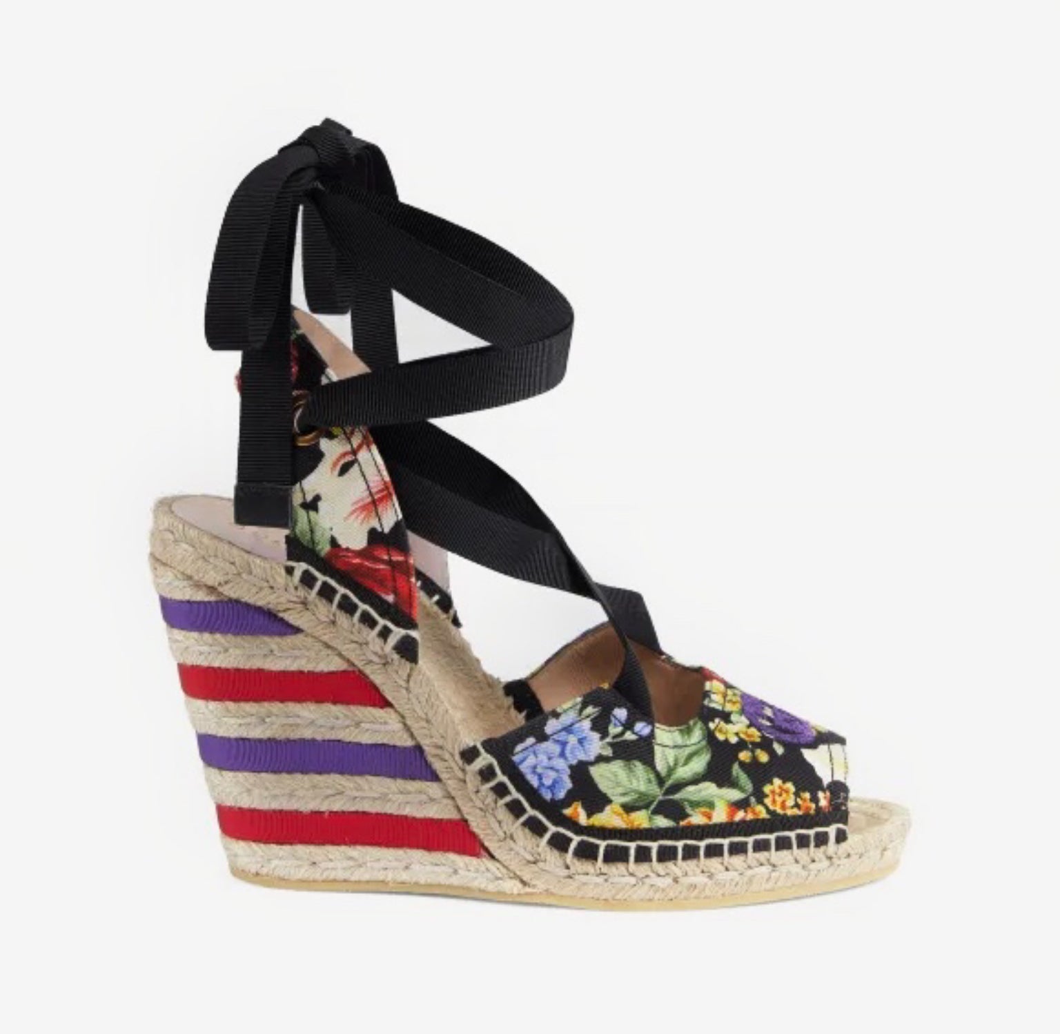 Gucci Interlocking G Floral Espadrille Sandals