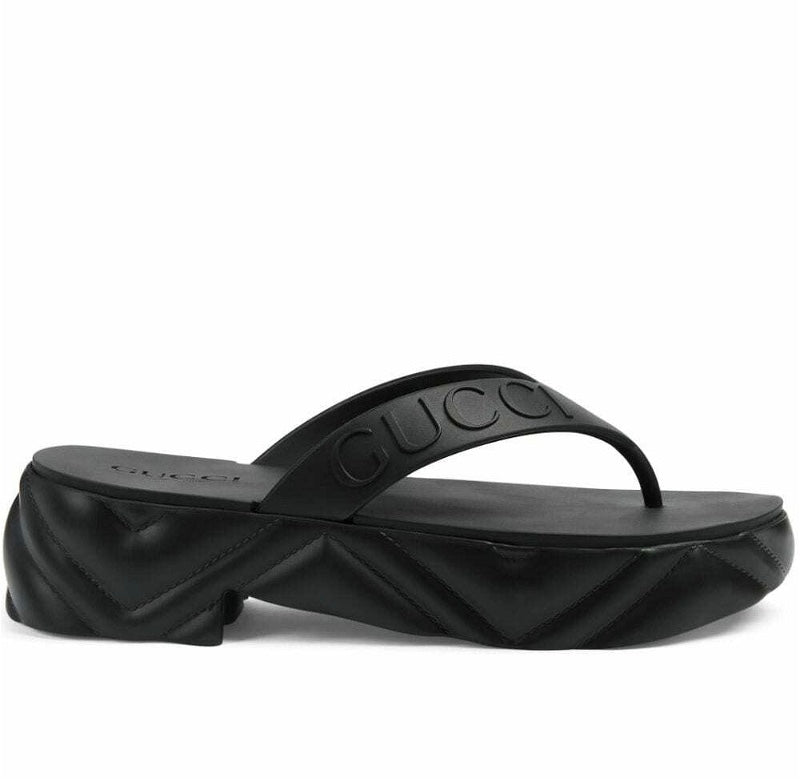 Gucci Logo Thong Rubber Platform Sandals