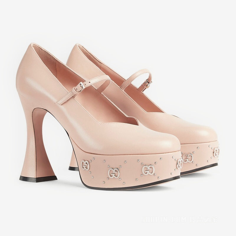 Gucci Interlocking G Studs Leather Pumps