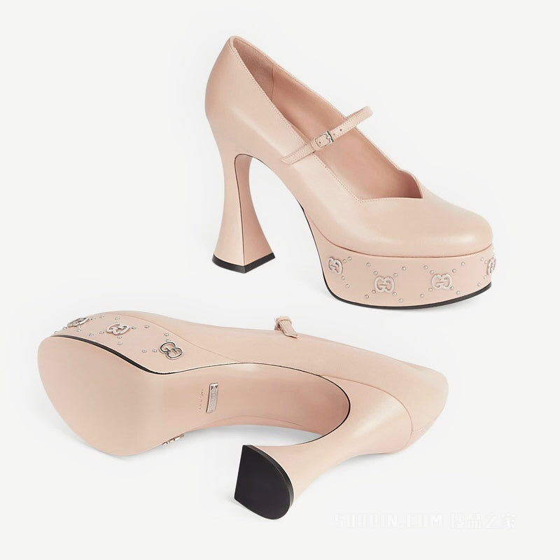 Gucci Interlocking G Studs Leather Pumps