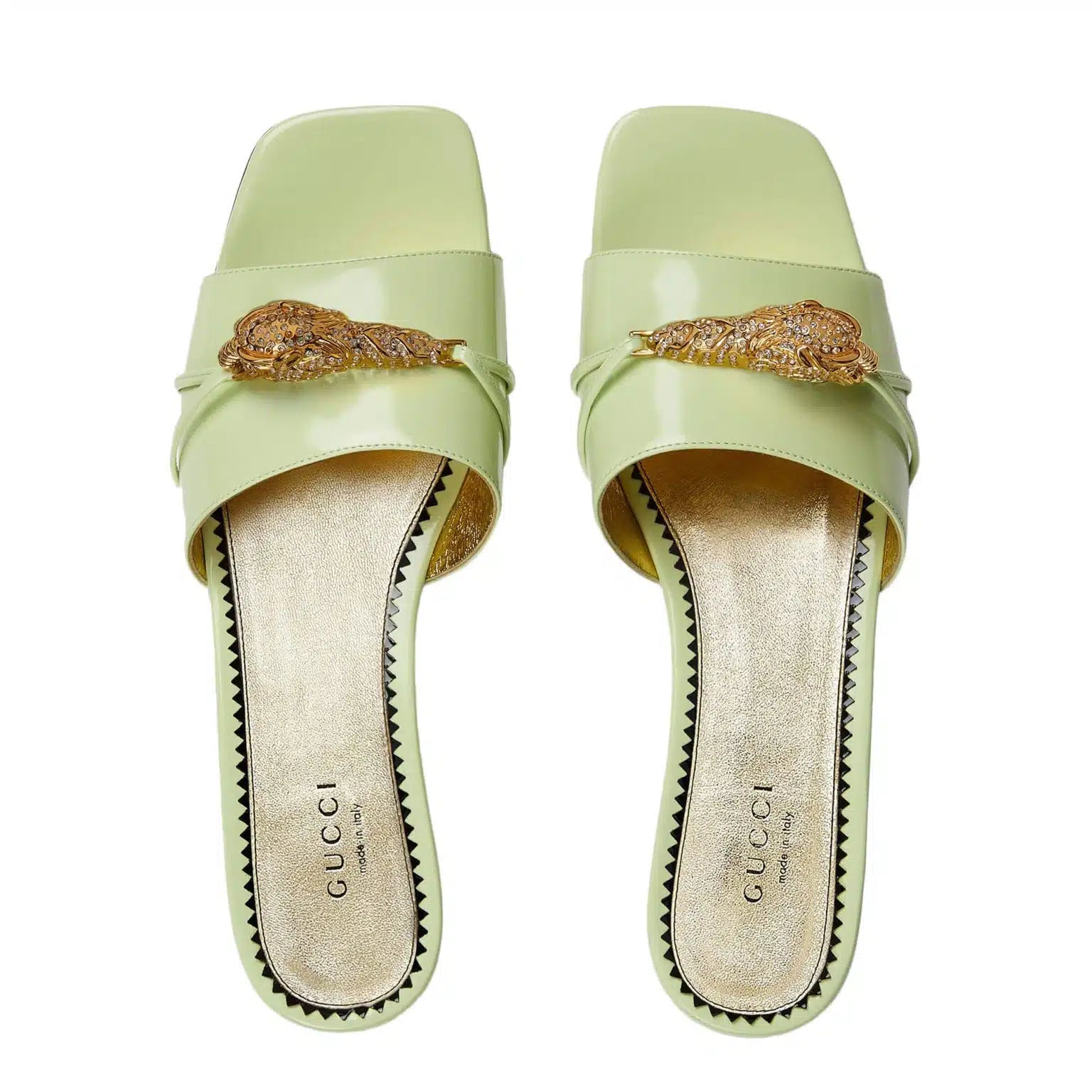 Gucci Snake Head Leather Slide Sandals