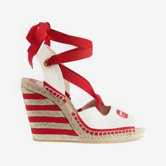 Gucci Interlocking G Web Espadrille Sandals