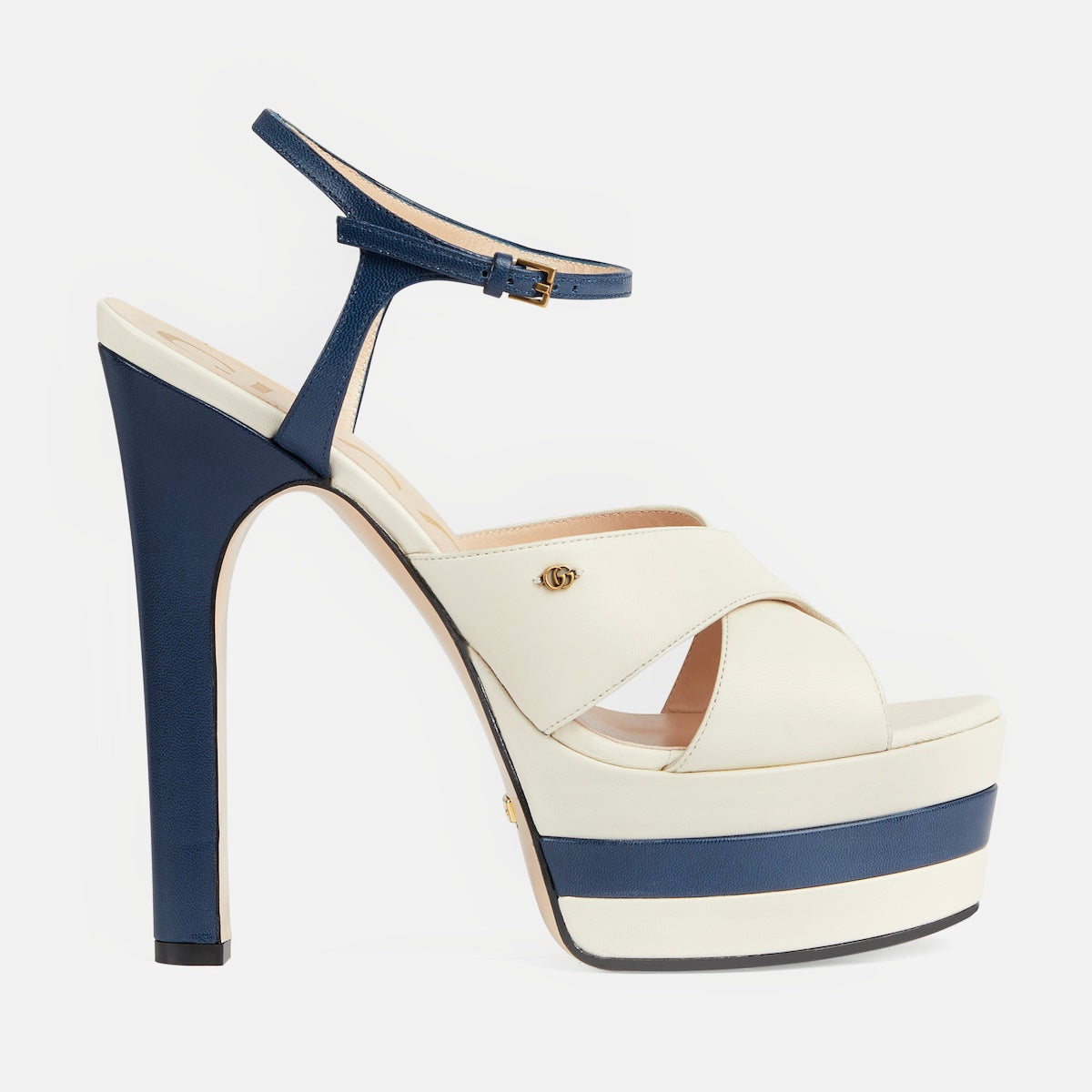 Gucci Double G Crisscross Leather Straps Platform Sandals