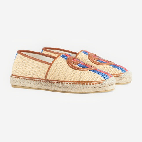 Gucci Raffia Interlocking G Web Espadrilles