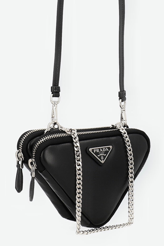 Prada Saffiano triangle leather pouch with logo