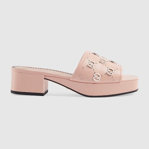 Gucci Interlocking G Studs Slide Sandals