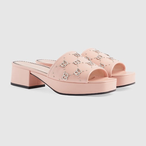 Gucci Interlocking G Studs Slide Sandals