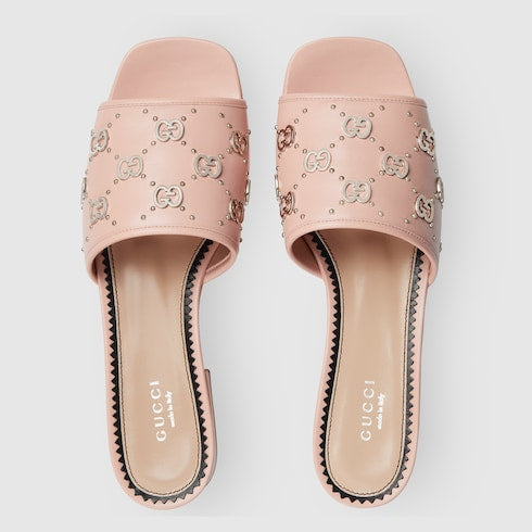 Gucci Interlocking G Studs Slide Sandals