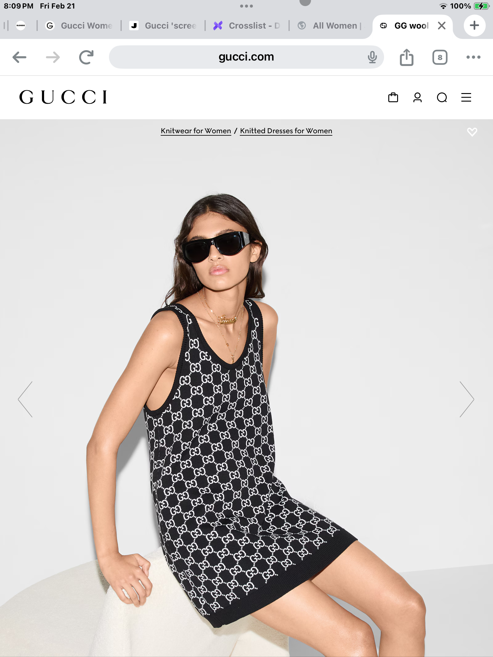 GUCCI GG WOOL JACQUARD MINI DRESS