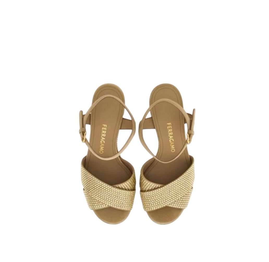 Ferragamo Crystal Platform Sandal