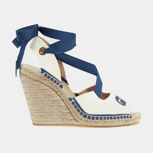 Gucci Interlocking G Ribbon Tie Espadrille Sandals