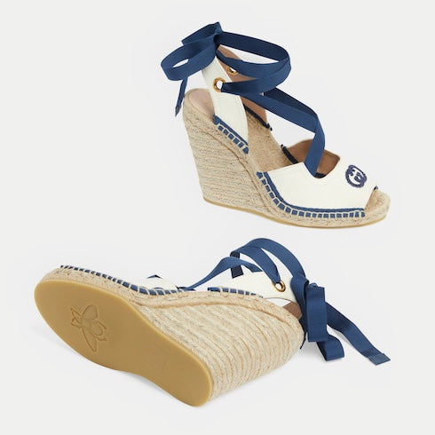 Gucci Interlocking G Ribbon Tie Espadrille Sandals