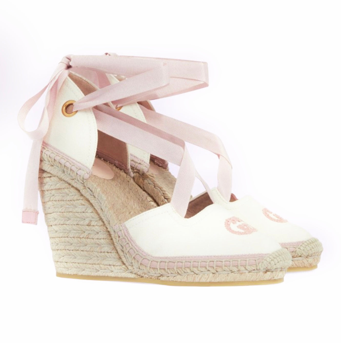 Gucci Interlocking G Ribbon Tie Espadrille Sandals