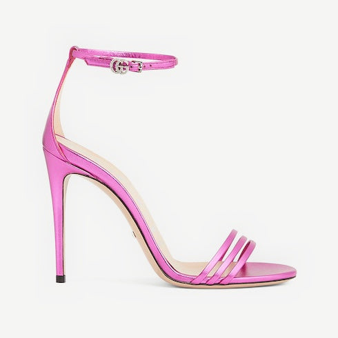 Gucci Double G Metallic Heeled Sandals