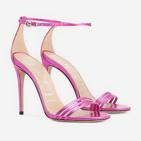 Gucci Double G Metallic Heeled Sandals