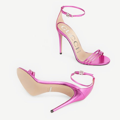 Gucci Double G Metallic Heeled Sandals