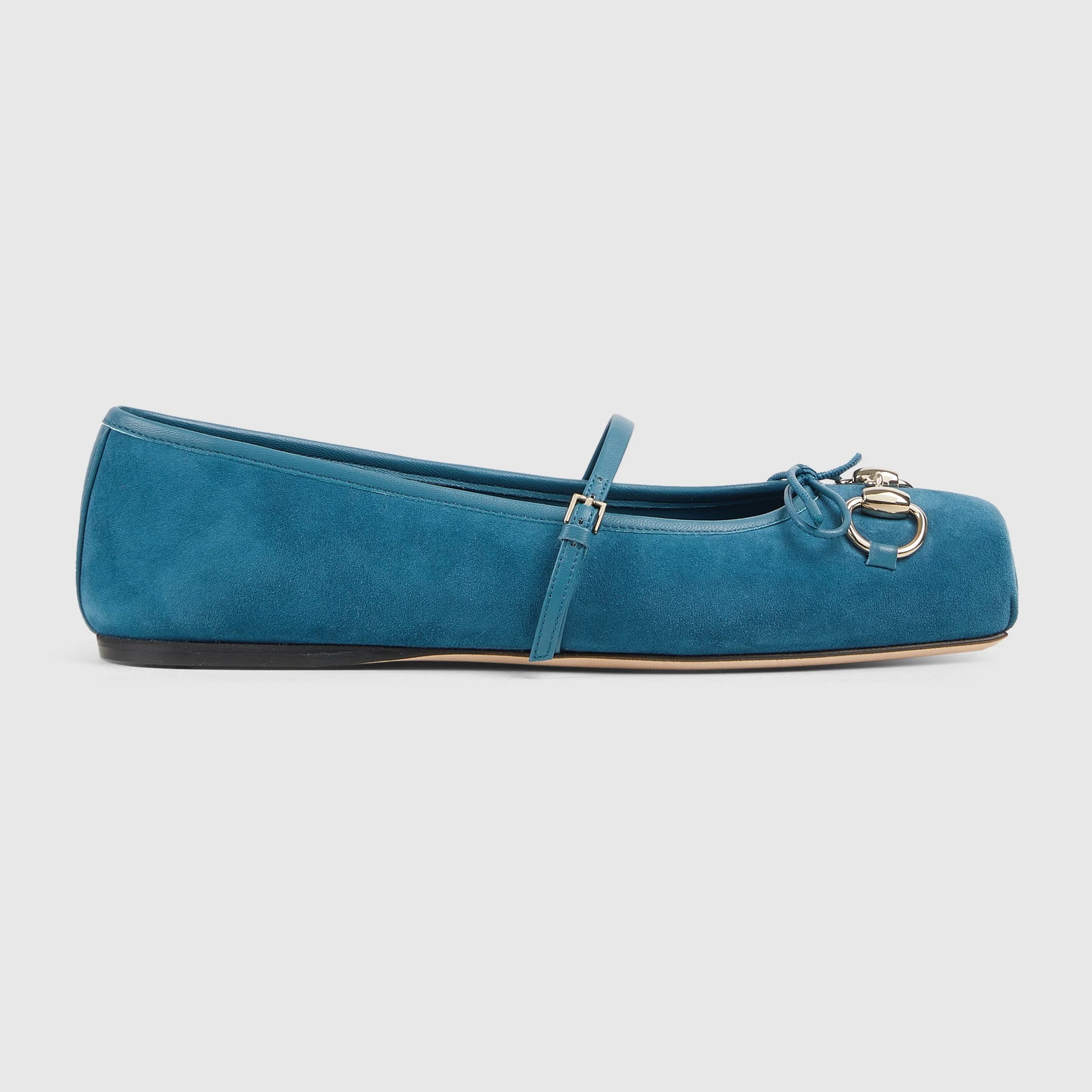 Gucci Horsebit Suede Ballet Flats