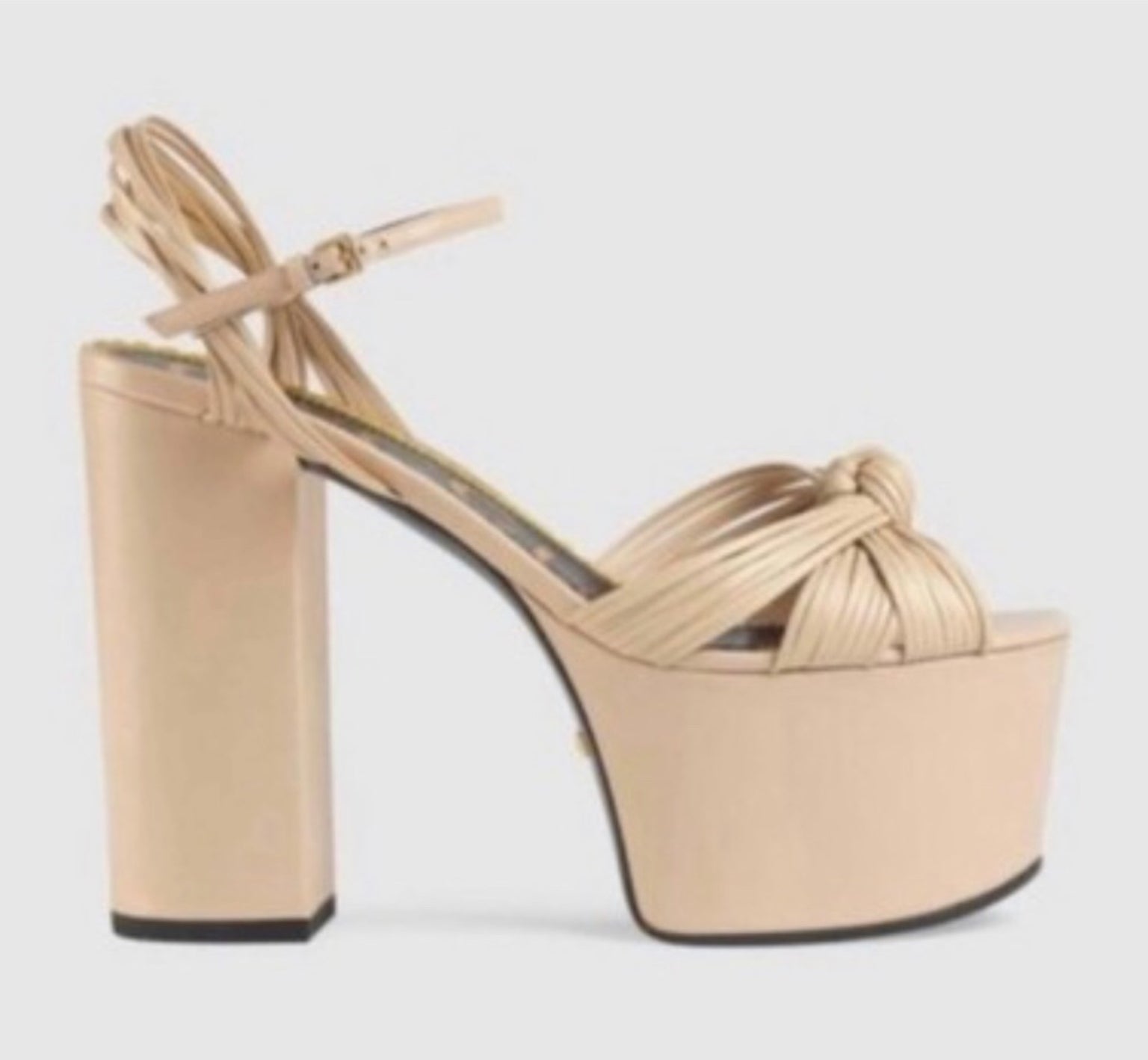 Gucci Knot Beige Leather Platform Sandals