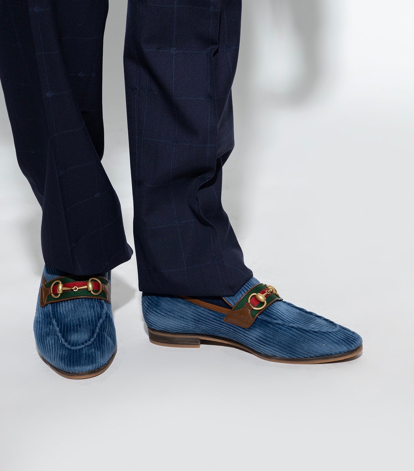 Gucci Horsebit Web Leather Loafers