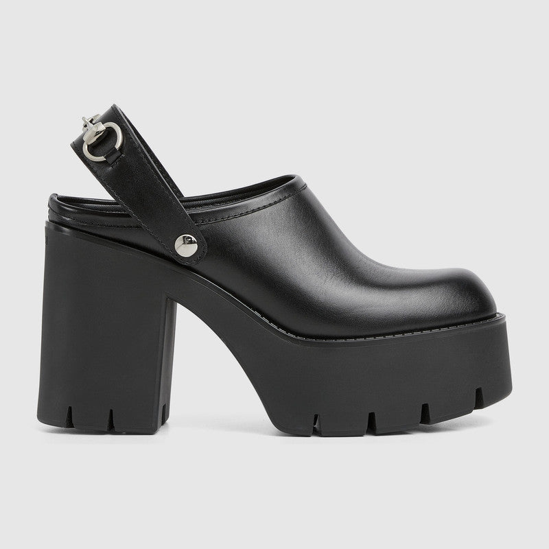 Gucci Horsebit Leather Platform Mules