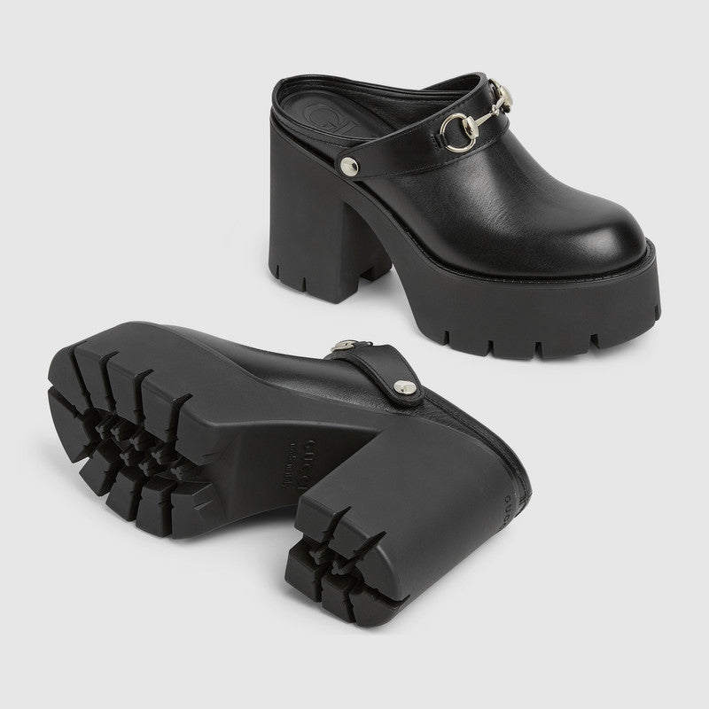Gucci Horsebit Leather Platform Mules