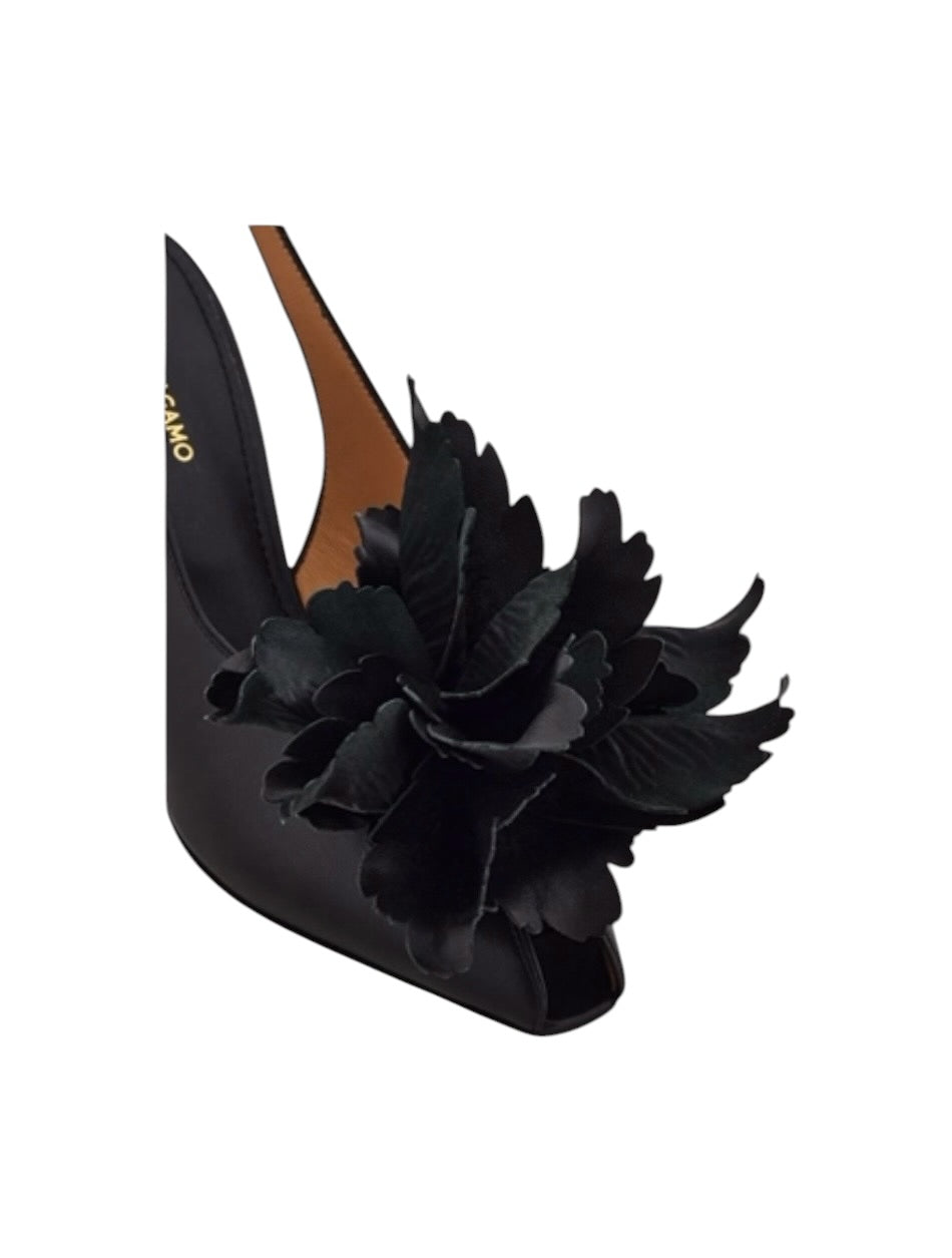 Ferragamo Flower Embellished Slingback