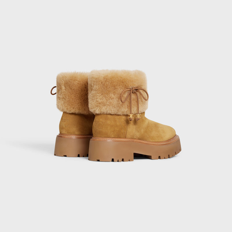 Celine Bulky Cropped Triomphe Shearling Boots
