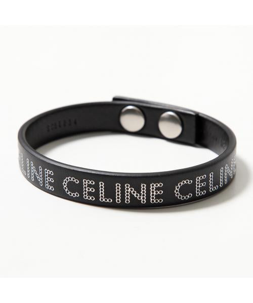 Celine Logo Studs Leather Bracelet