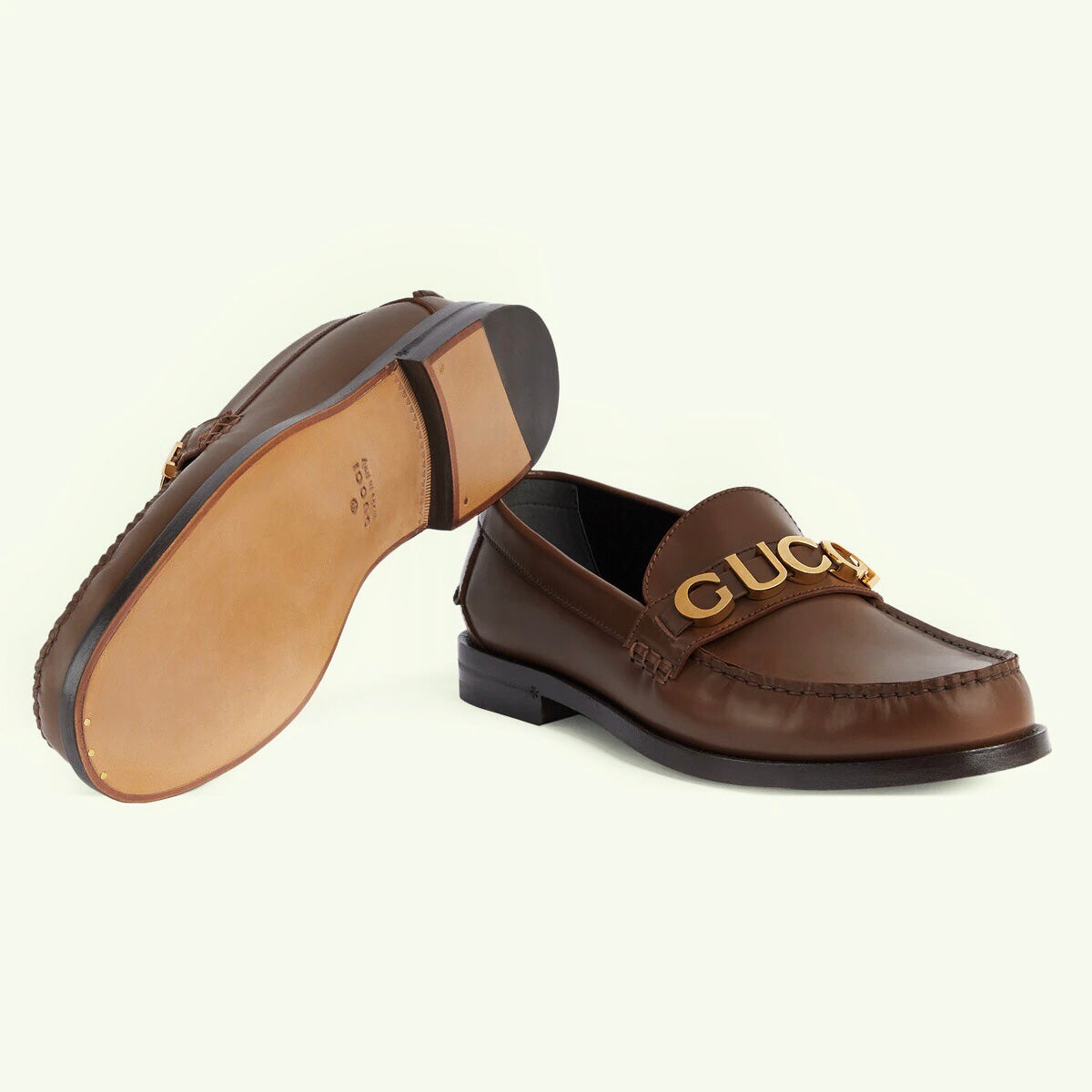 Gucci Logo Leather Loafers