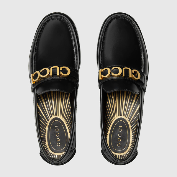 Gucci Logo Leather Loafers