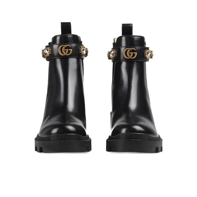 Gucci GG Crystal Belt Ankle Boots