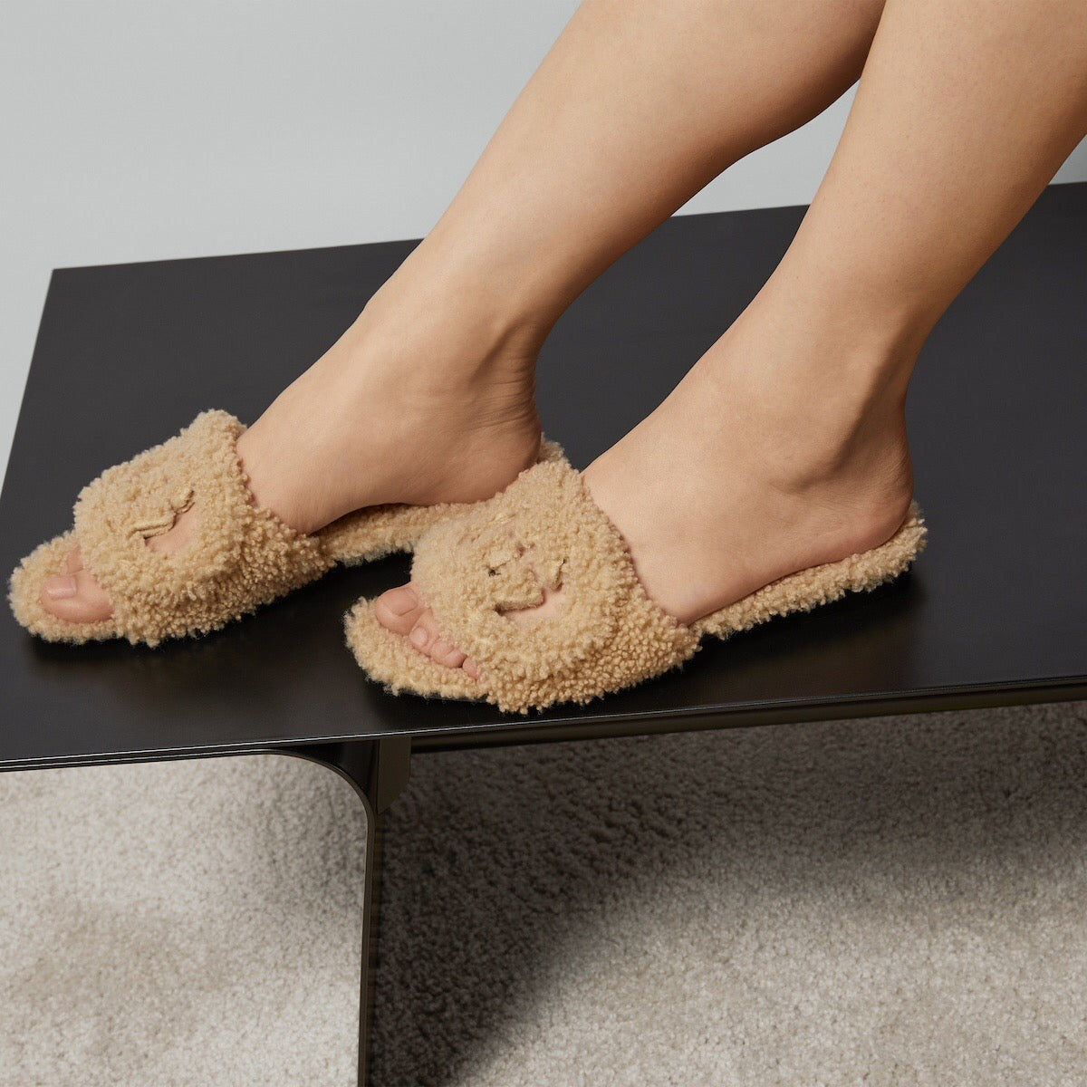 Gucci Interlocking G Merino Wool Slide Sandals