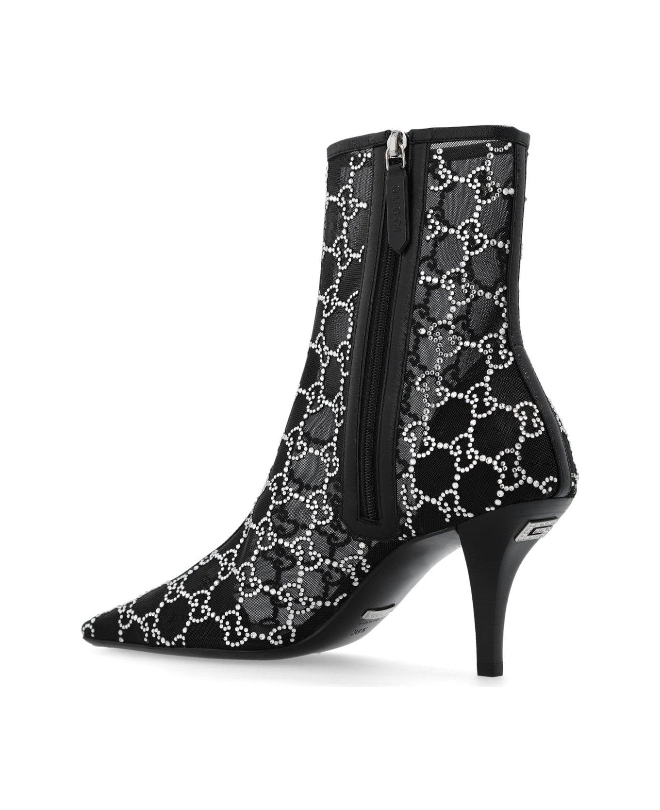 Gucci GG Crystal Mid Heel Boots