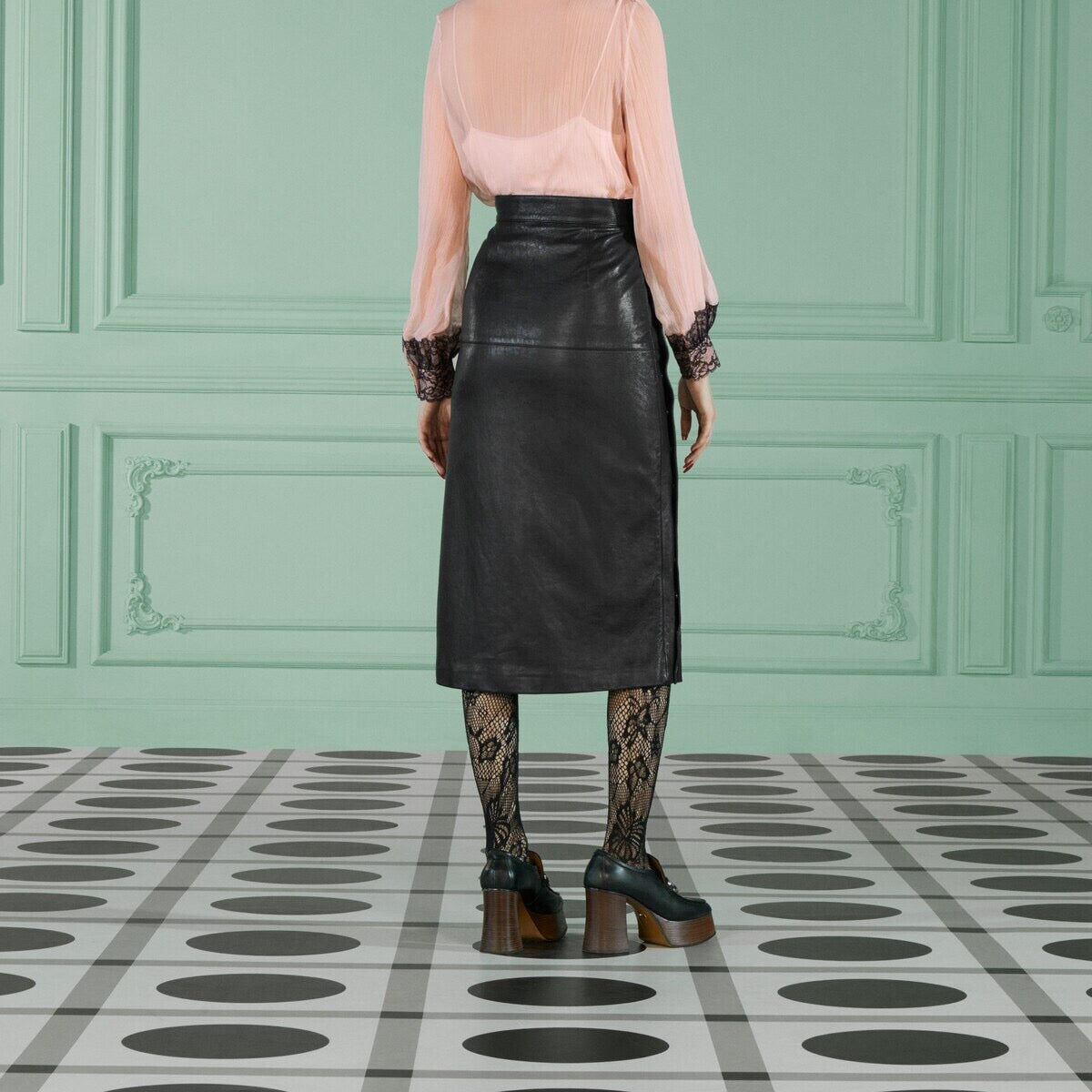 Gucci Grainy Leather Skirt