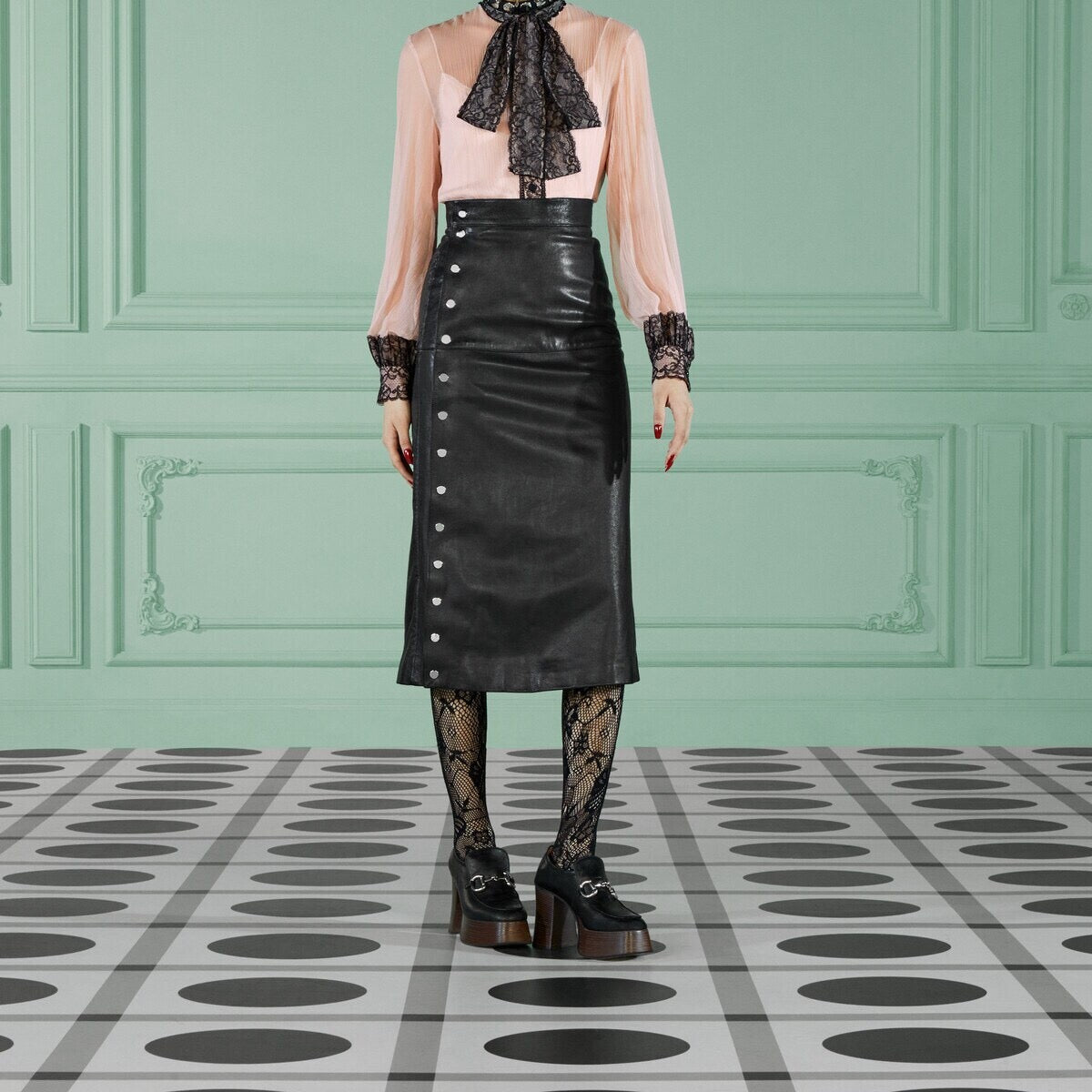 Gucci Grainy Leather Skirt