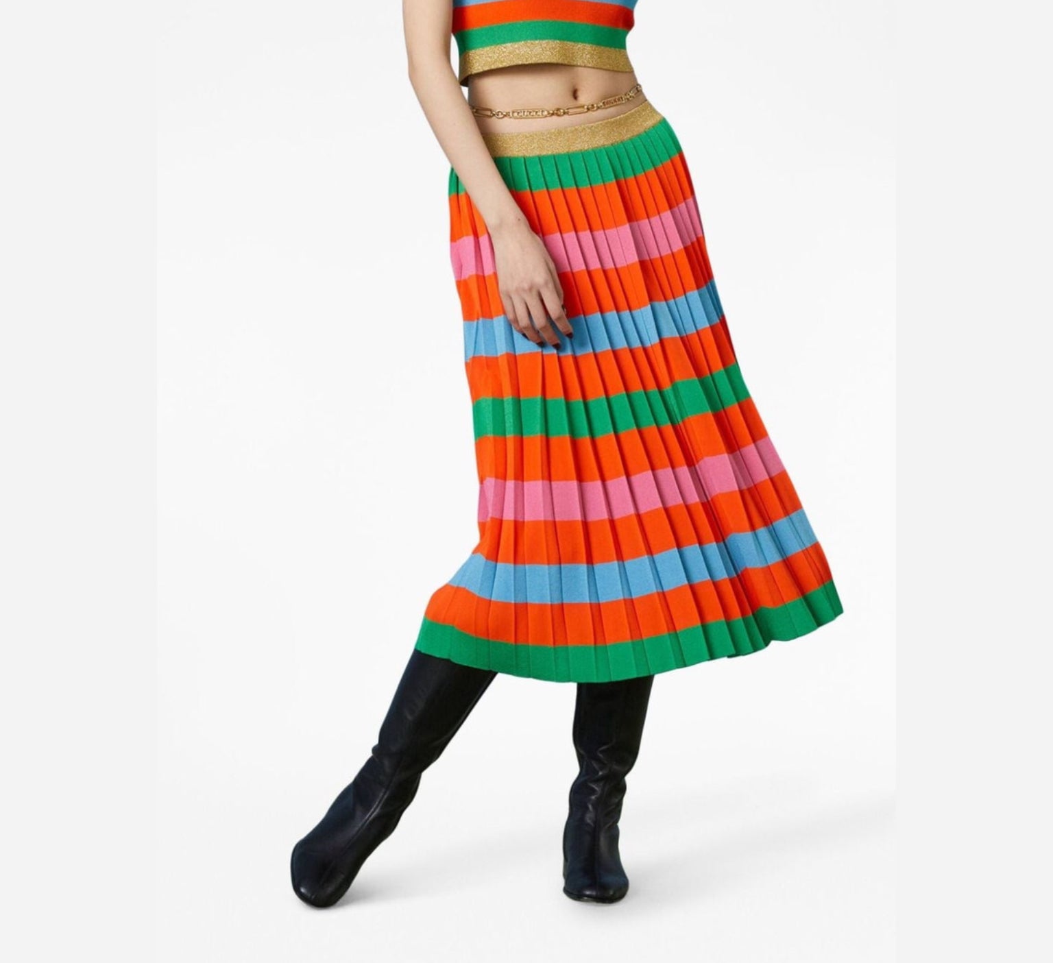 Gucci Viscose Blend Striped Skirt