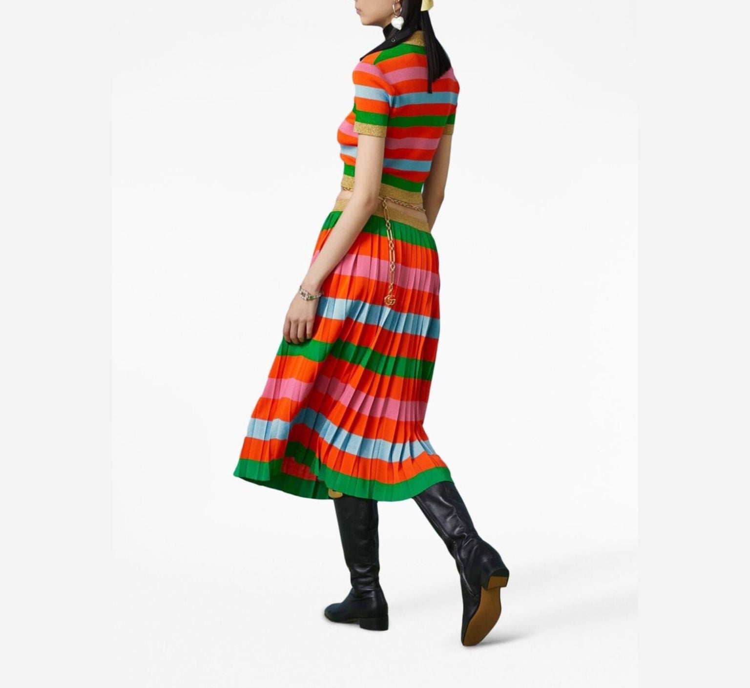 Gucci Viscose Blend Striped Skirt