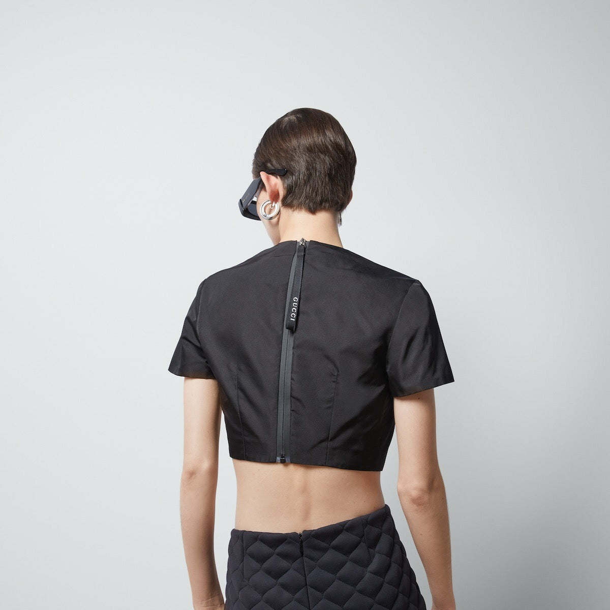 Gucci Web Silk Cropped Top