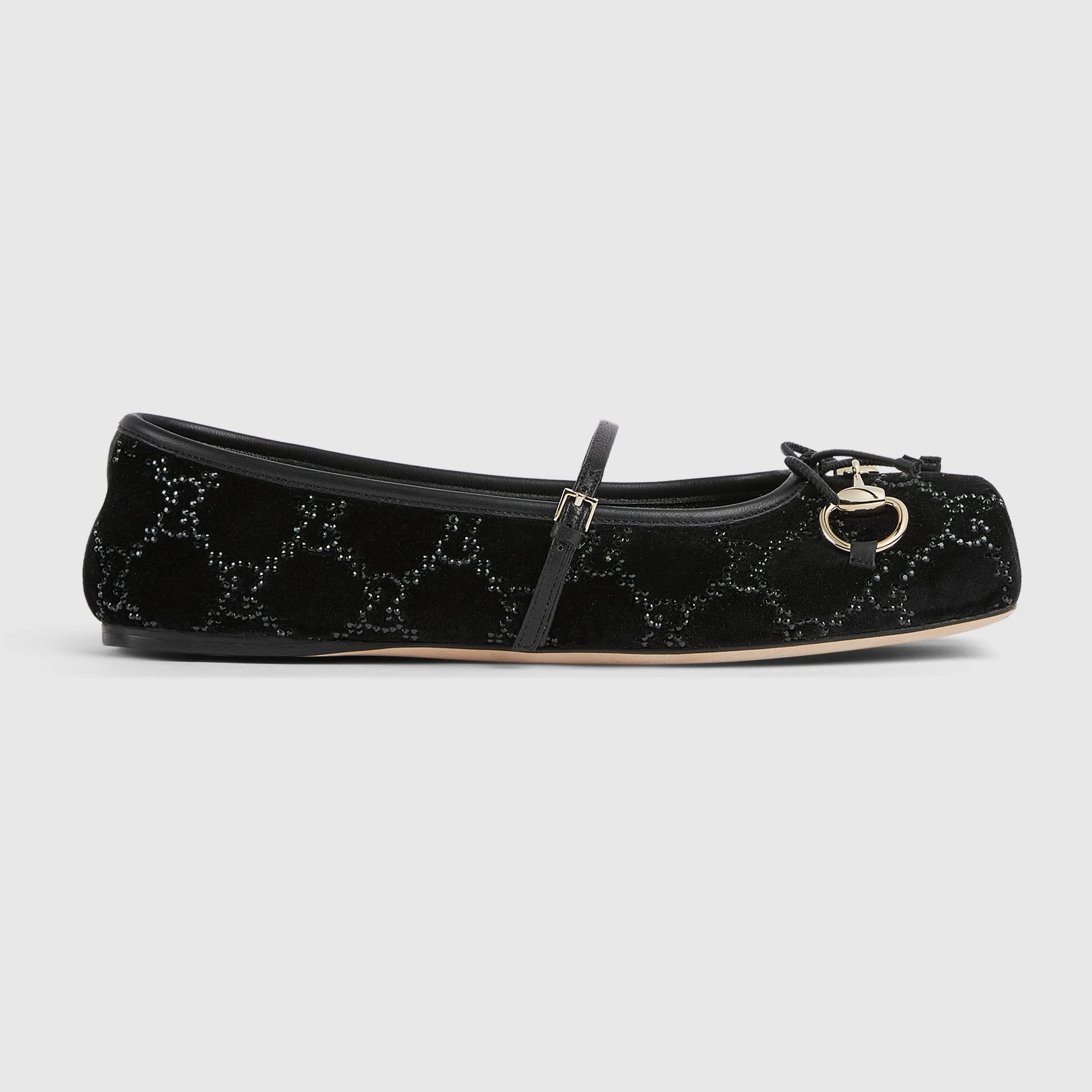 Gucci Horsebit GG Crystal Flats