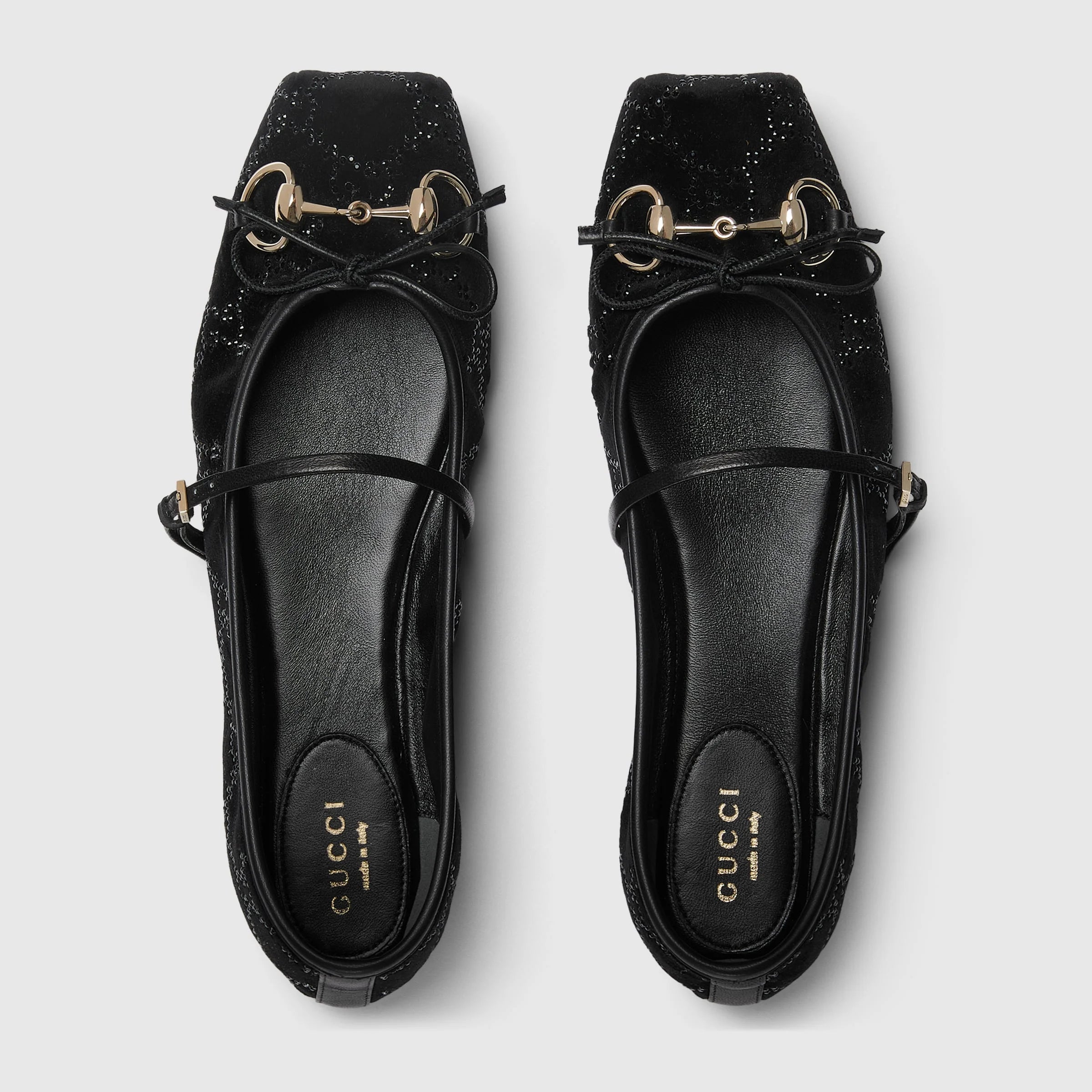 Gucci Horsebit GG Crystal Flats