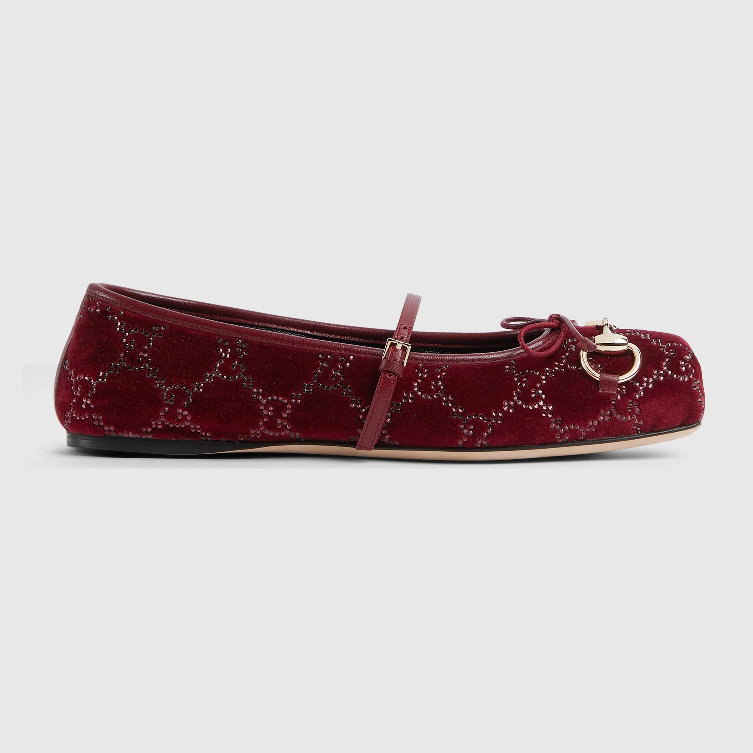 Gucci Horsebit GG Crystal Flats