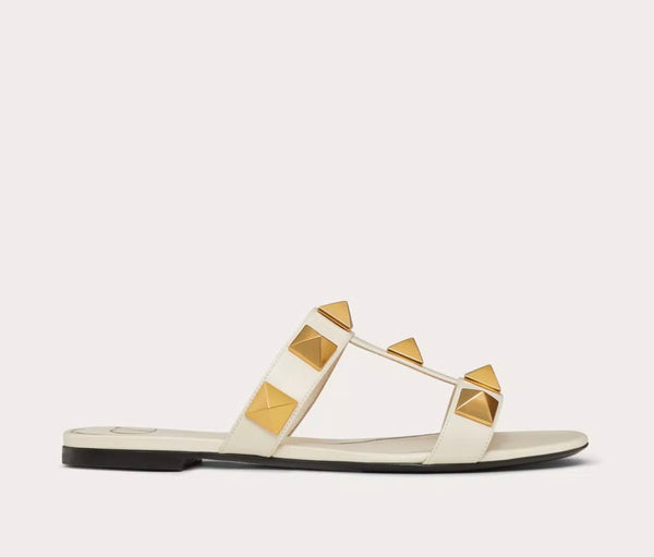 Valentino Flat Roman Stud Slide Sandal